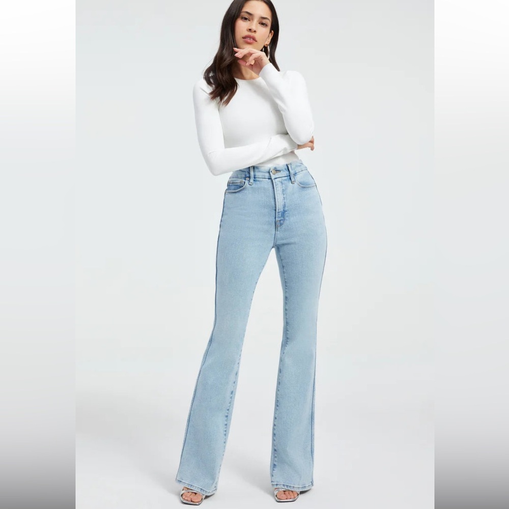 Good American Light Blue Flare Jeans